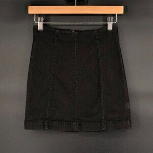 Free People Women's Modern Femme Denim Mini Skirt Size 2 Black Boho Goth